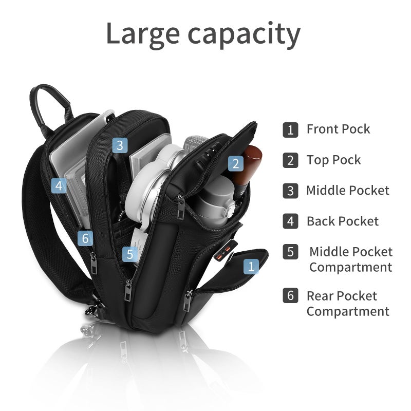 OZUKO UMydeal Sling Backpack Sling Bag Crossbody Backpack Shoulder Casual Daypack Rucksack for Men (Gray) - Image 3